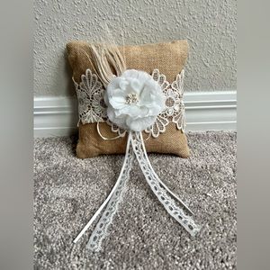 Natural Rustic Burlap Wedding Ring Pillow